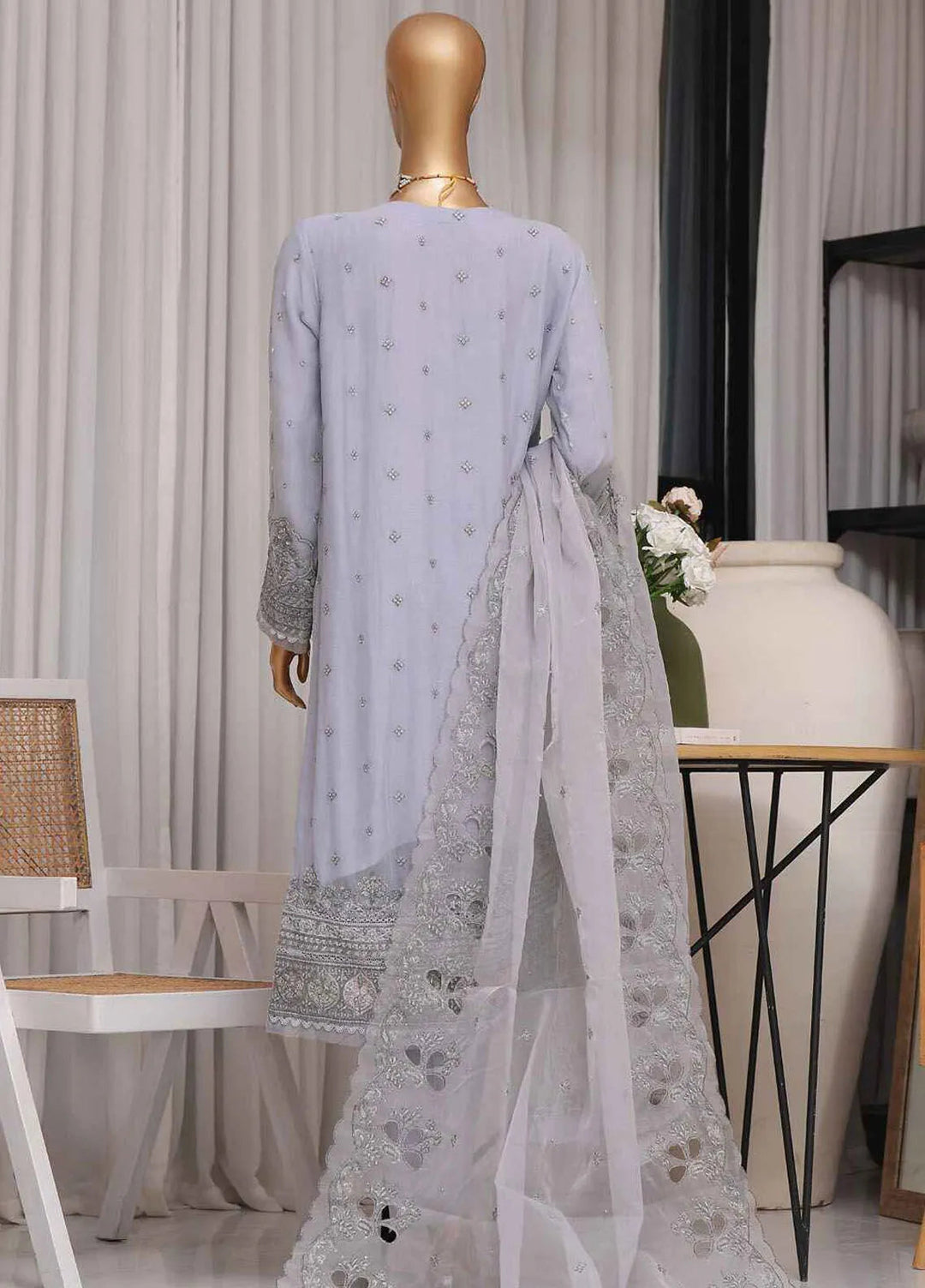 Fasaane By Hz Textiles Pret Embroidered Chiffon 3 Piece Suit HZK-172-Lavender
