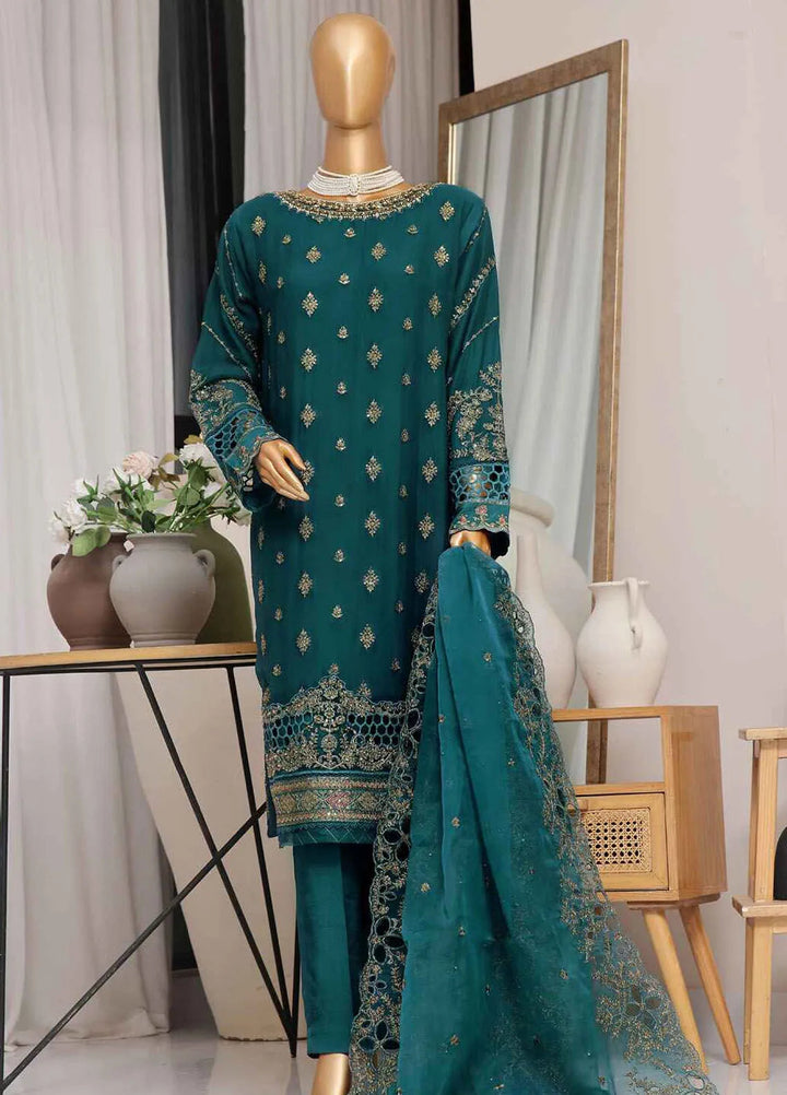Fasaane By Hz Textiles Pret Embroidered Chiffon 3 Piece Suit HZK-173-Zinc
