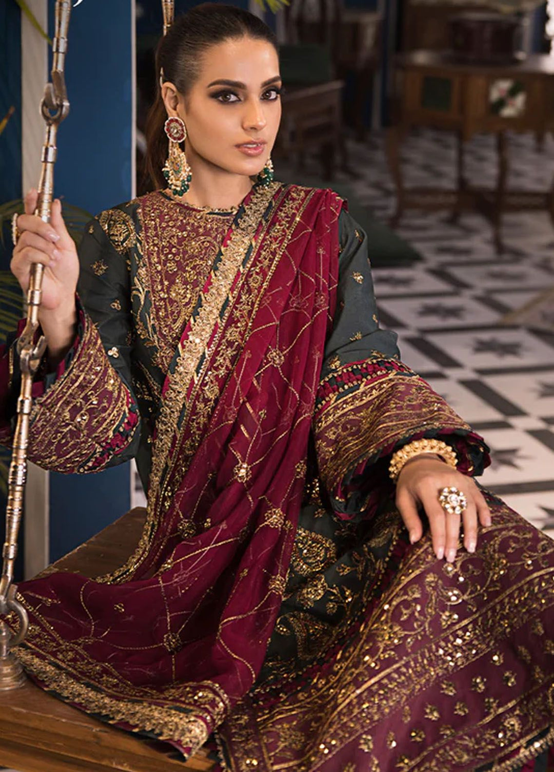 Fasana-e-Ishq By Asim Jofa Embroidered Lawn Suit Unstitched 3 Piece AJ24F AJFI-01 - Luxury Collection