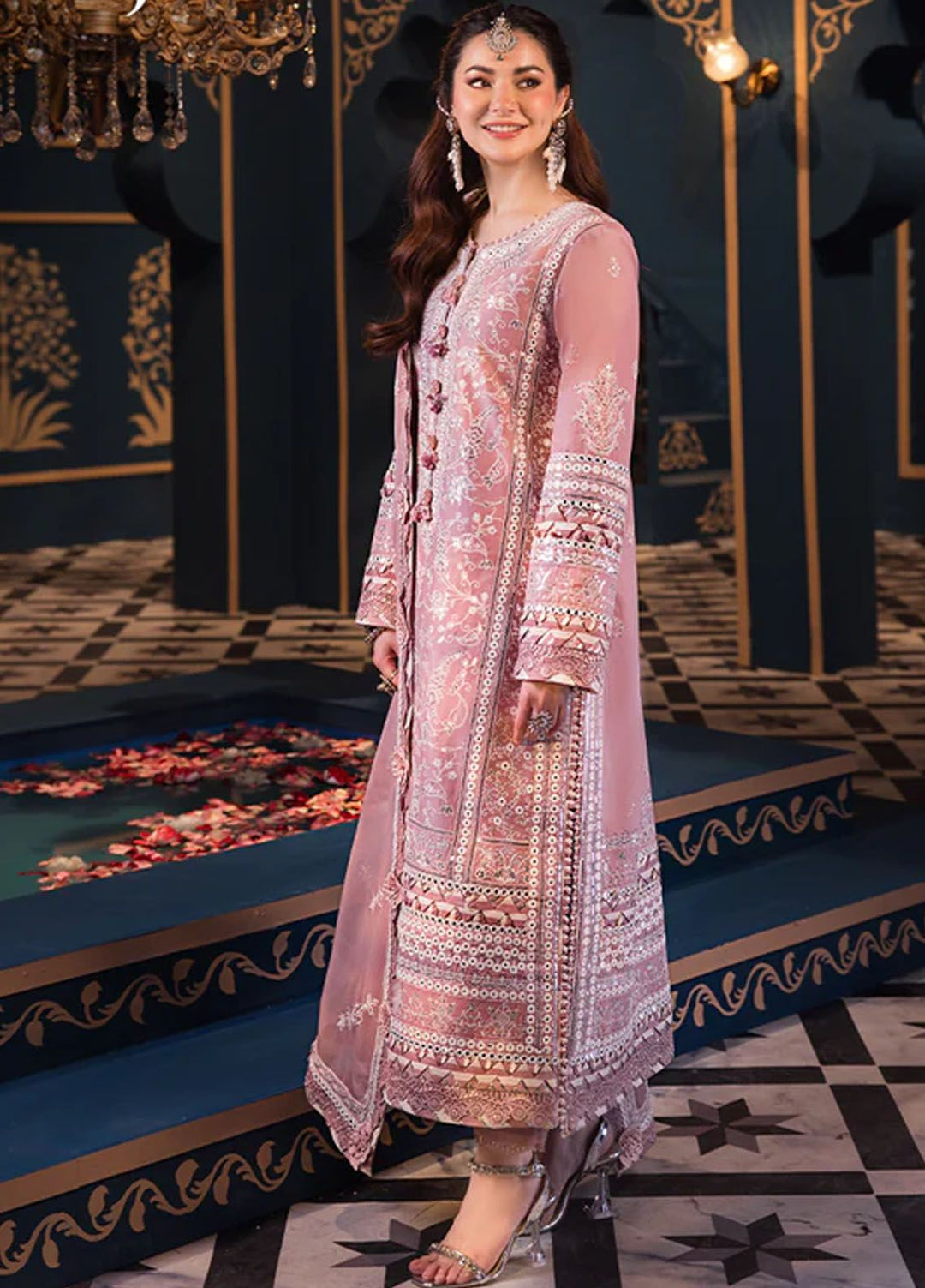 Fasana-e-Ishq By Asim Jofa Embroidered Lawn Suit Unstitched 3 Piece AJ24F AJFI-02 - Luxury Collection
