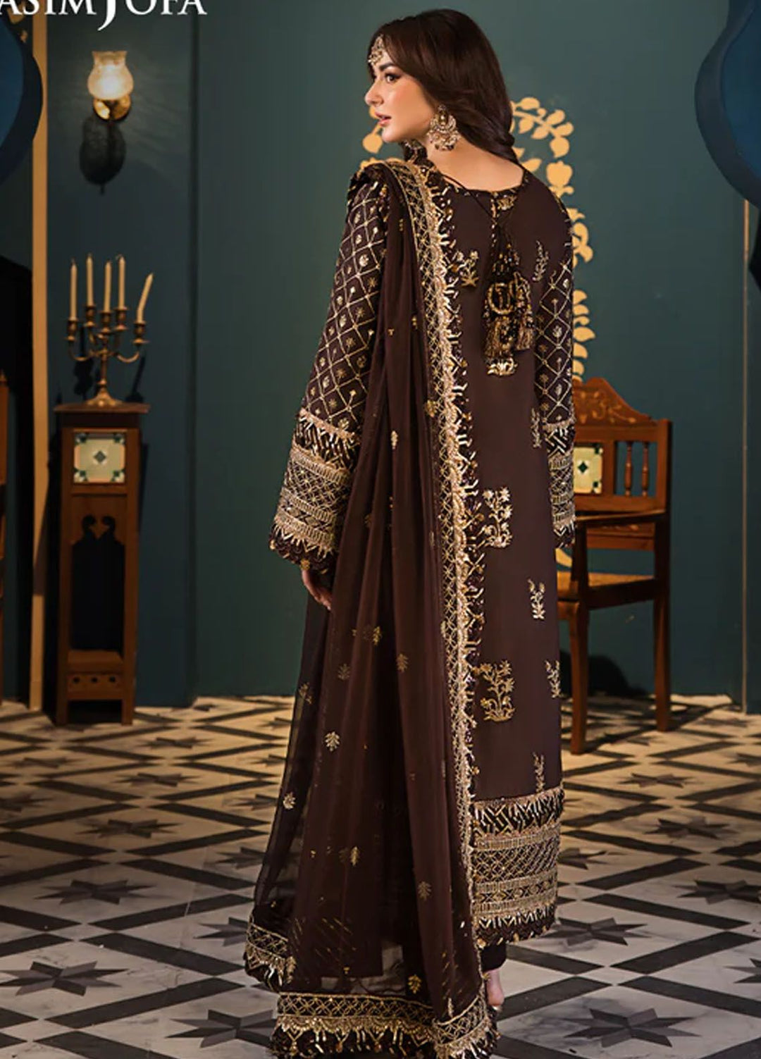 Fasana-e-Ishq By Asim Jofa Embroidered Lawn Suit Unstitched 3 Piece AJ24F AJFI-04 - Luxury Collection