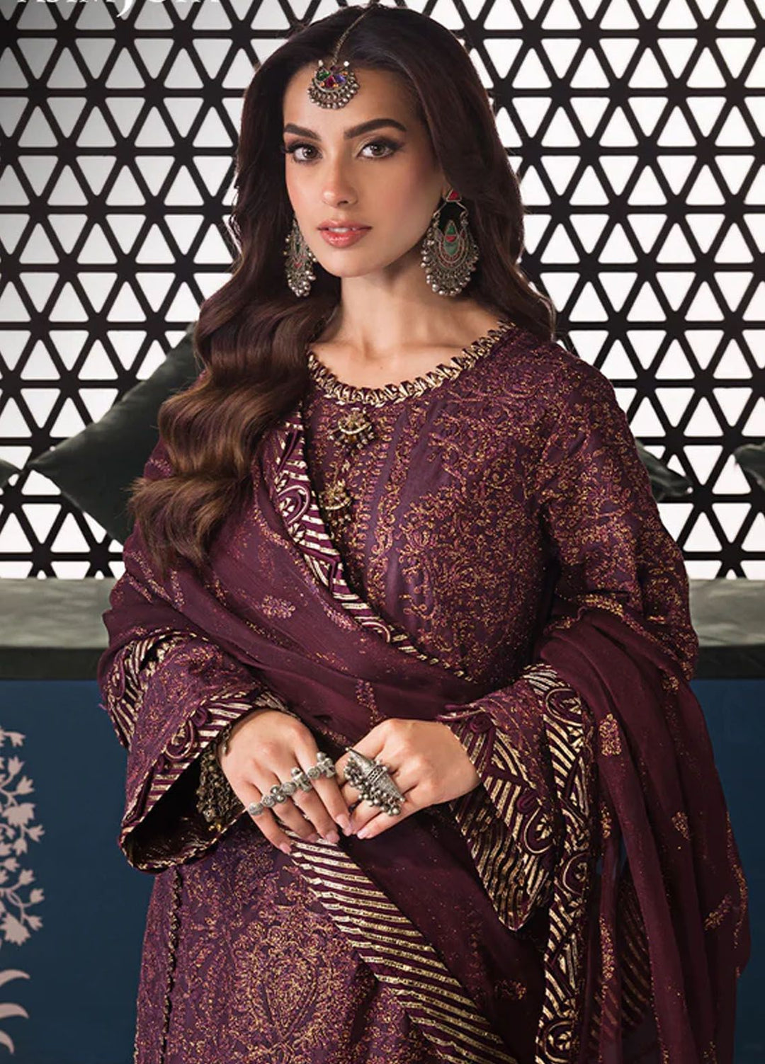 Fasana-e-Ishq By Asim Jofa Embroidered Lawn Suit Unstitched 3 Piece AJ24F AJFI-06 - Luxury Collection