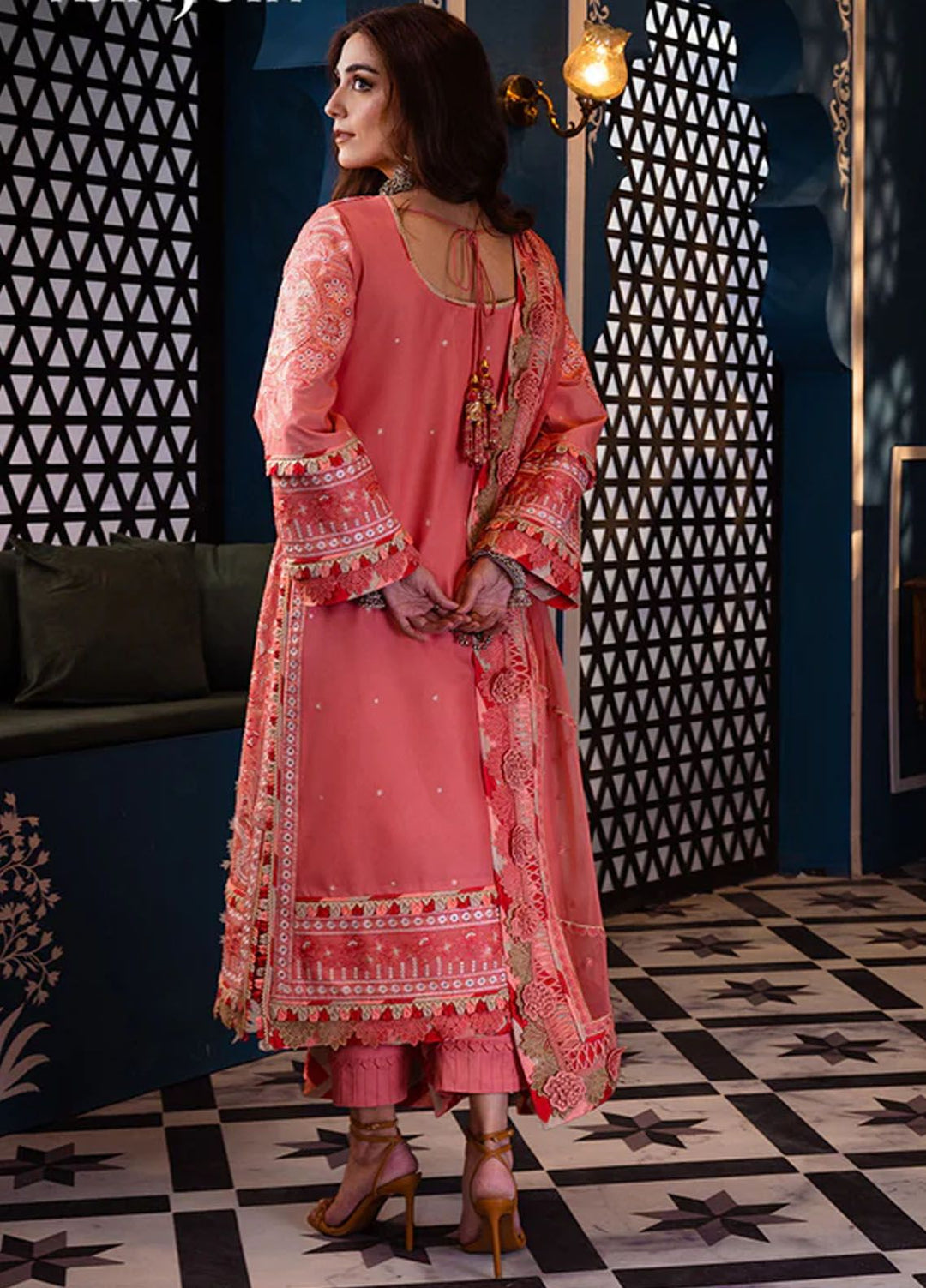 Fasana-e-Ishq By Asim Jofa Embroidered Lawn Suit Unstitched 3 Piece AJ24F AJFI-07 - Luxury Collection