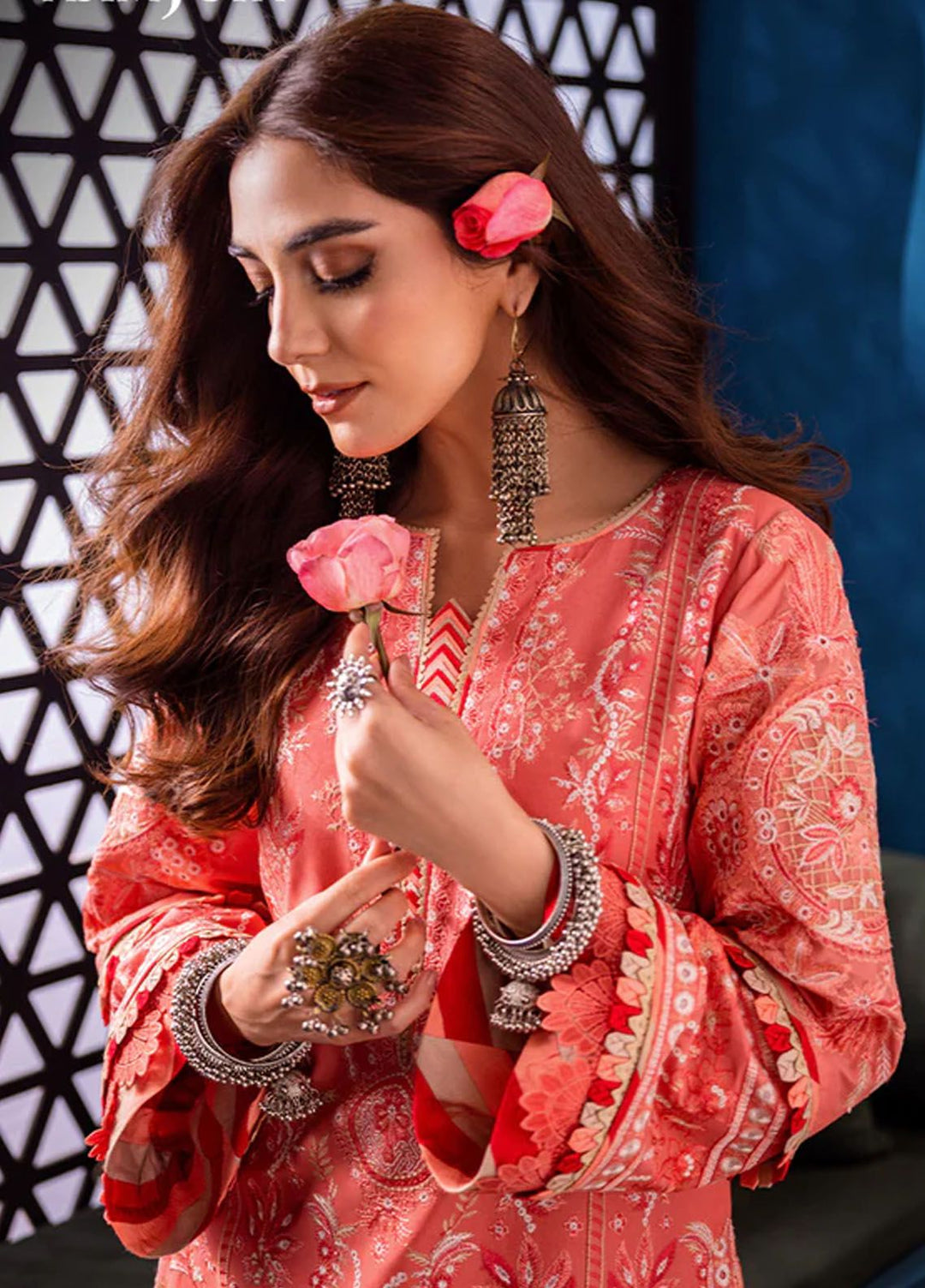Fasana-e-Ishq By Asim Jofa Embroidered Lawn Suit Unstitched 3 Piece AJ24F AJFI-07 - Luxury Collection