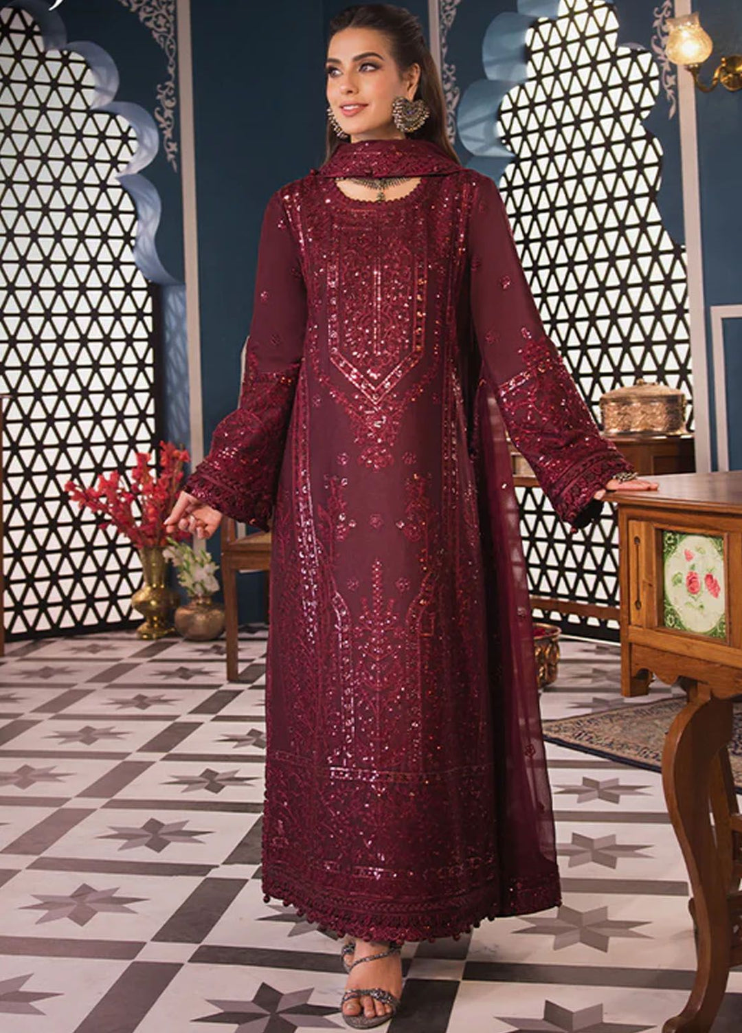 Fasana-e-Ishq By Asim Jofa Embroidered Lawn Suit Unstitched 3 Piece AJ24F AJFI-09 - Luxury Collection