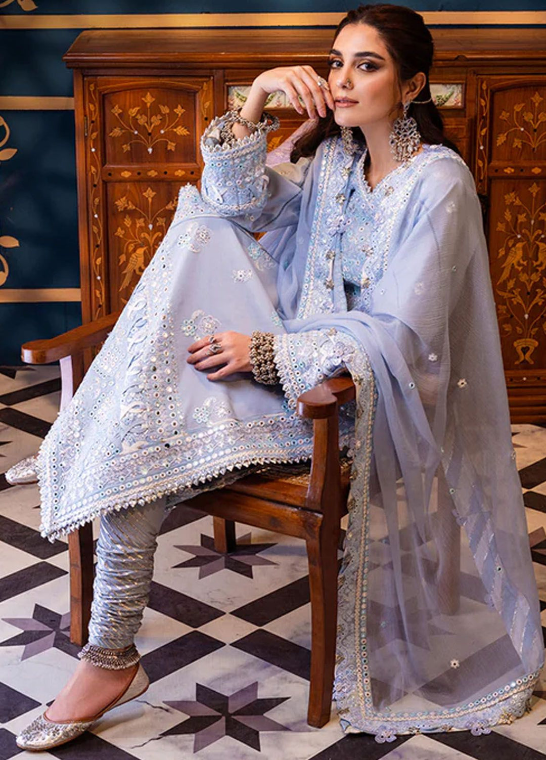 Fasana-e-Ishq By Asim Jofa Embroidered Lawn Suit Unstitched 3 Piece AJ24F AJFI-12 - Luxury Collection