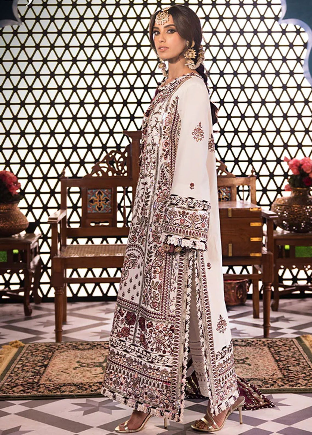 Fasana-e-Ishq By Asim Jofa Embroidered Lawn Suit Unstitched 3 Piece AJ24F AJFI-13 - Luxury Collection