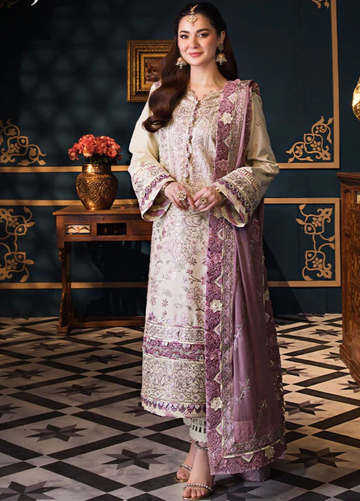 Fasana-e-Ishq By Asim Jofa Embroidered Lawn Suit Unstitched 3 Piece AJ24F AJFI-15 - Luxury Collection