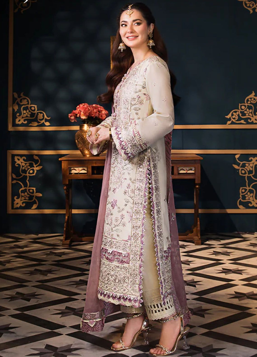 Fasana-e-Ishq By Asim Jofa Embroidered Lawn Suit Unstitched 3 Piece AJ24F AJFI-15 - Luxury Collection