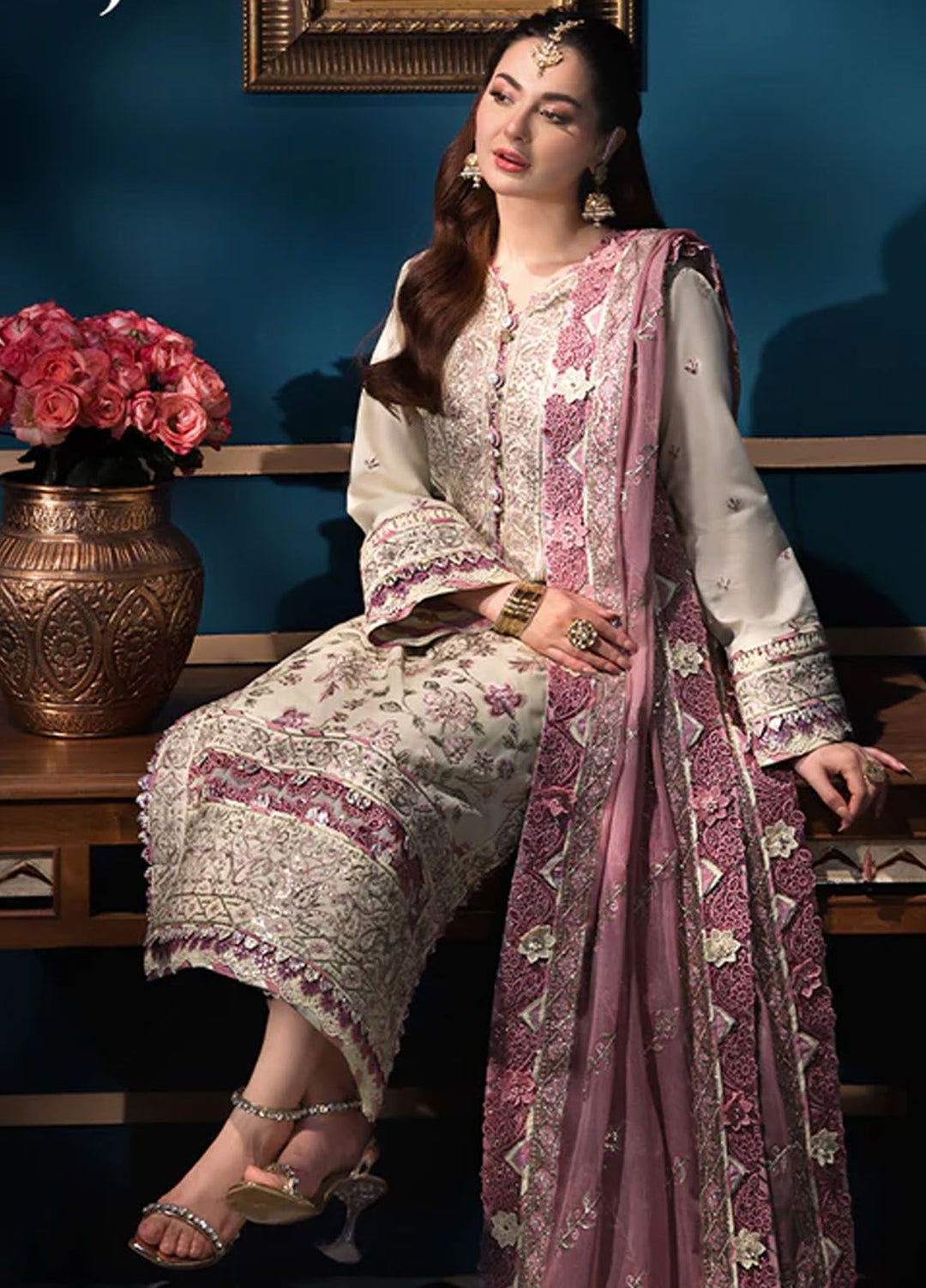 Fasana-e-Ishq By Asim Jofa Embroidered Lawn Suit Unstitched 3 Piece AJ24F AJFI-15 - Luxury Collection