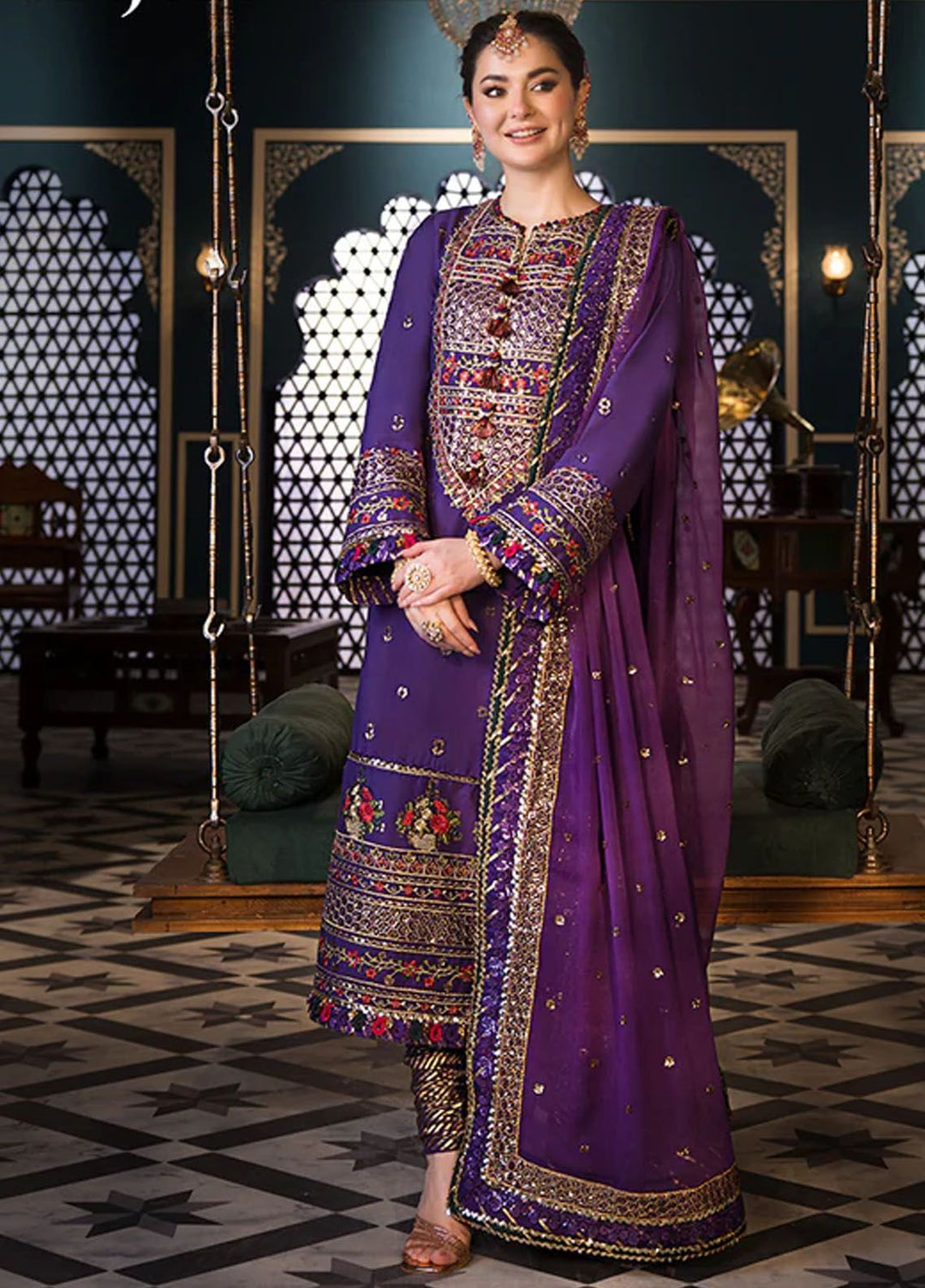 Fasana-e-Ishq By Asim Jofa Embroidered Lawn Suit Unstitched 3 Piece AJ24F AJFI-16 - Luxury Collection
