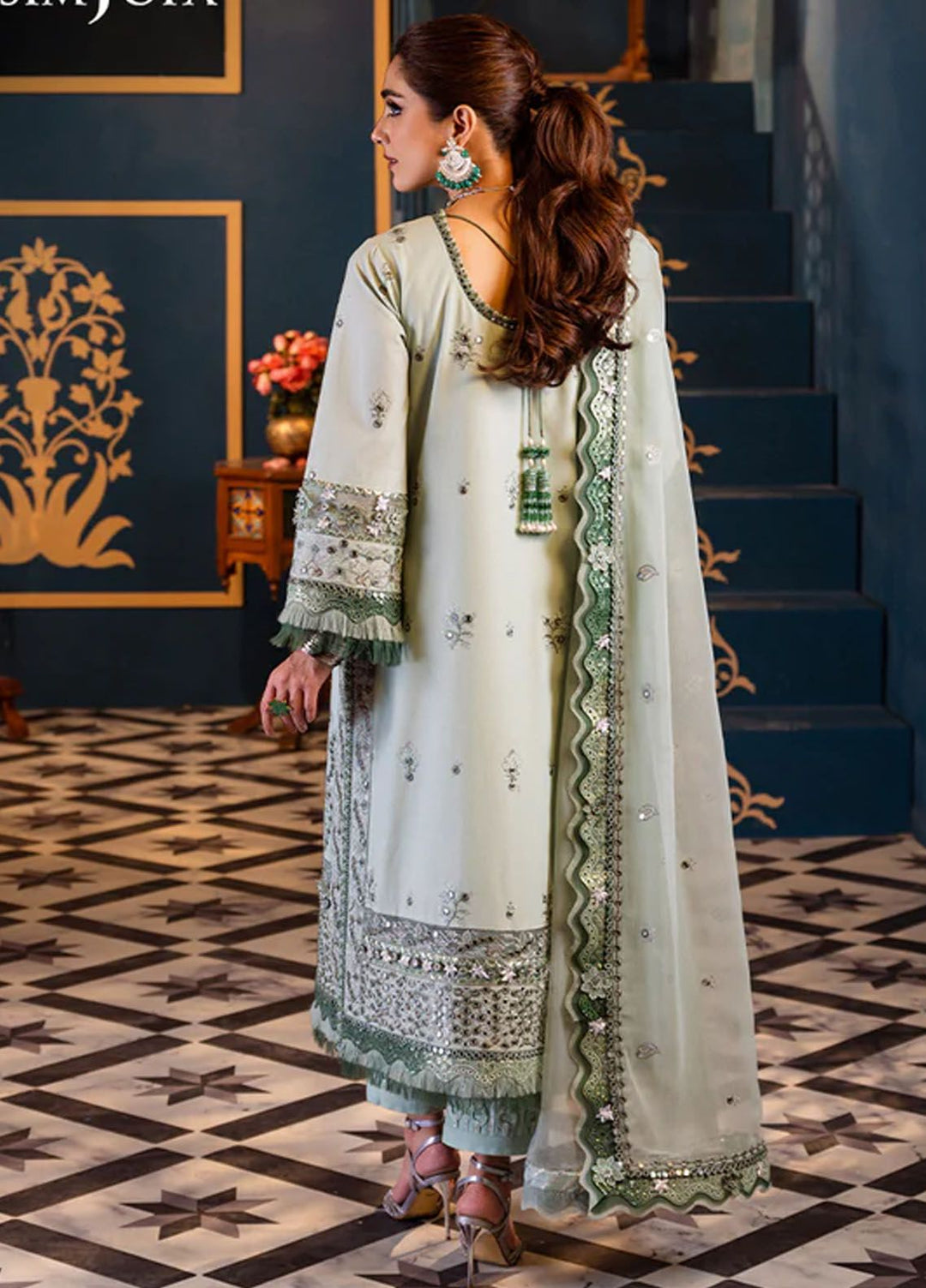 Fasana-e-Ishq By Asim Jofa Embroidered Lawn Suit Unstitched 3 Piece AJ24F AJFI-17 - Luxury Collection