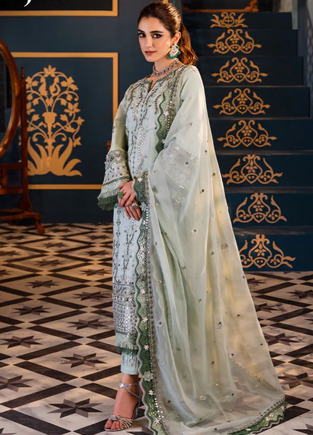 Fasana-e-Ishq By Asim Jofa Embroidered Lawn Suit Unstitched 3 Piece AJ24F AJFI-17 - Luxury Collection