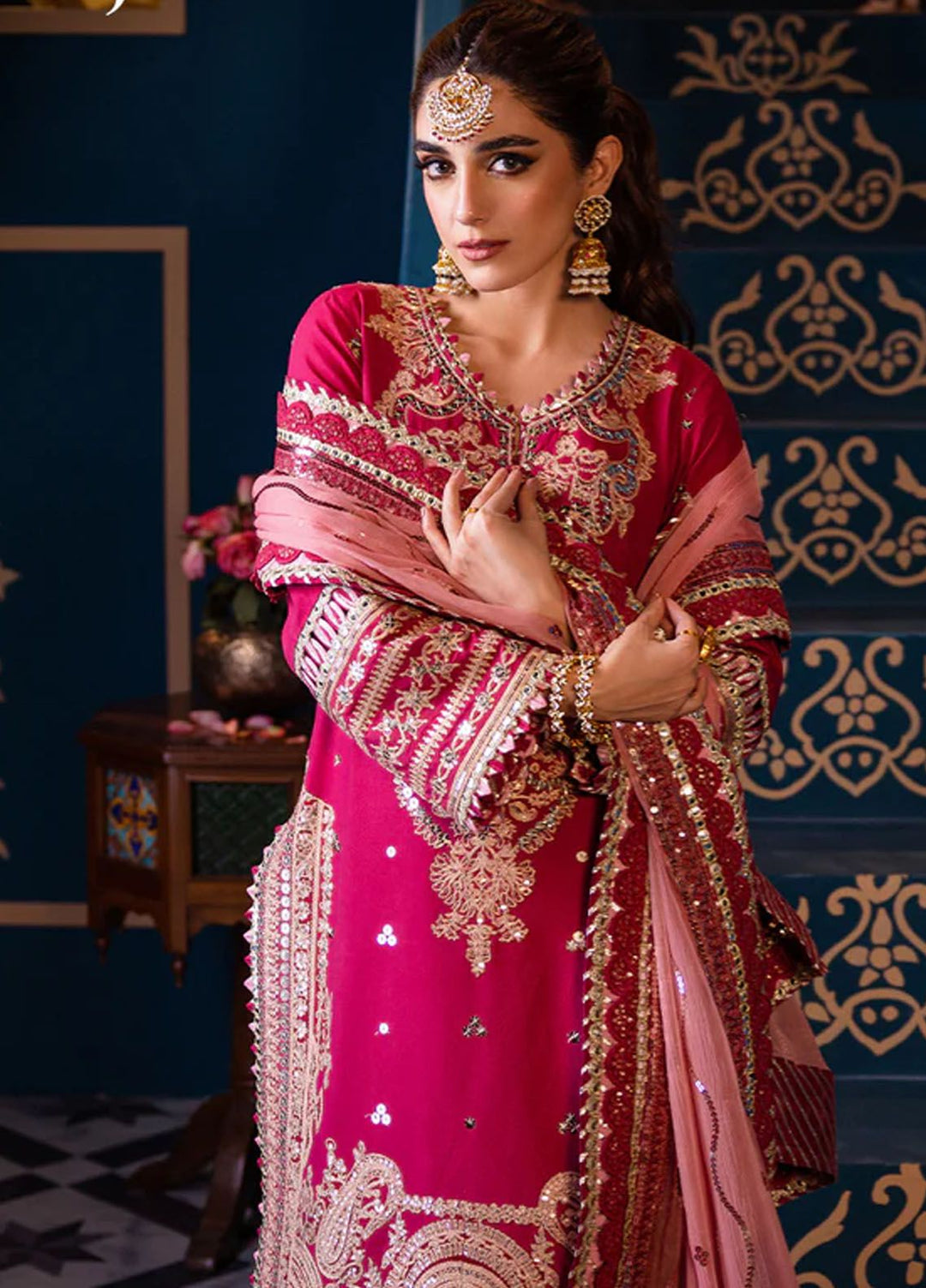 Fasana-e-Ishq By Asim Jofa Embroidered Lawn Suit Unstitched 3 Piece AJ24F AJFI-18 - Luxury Collection