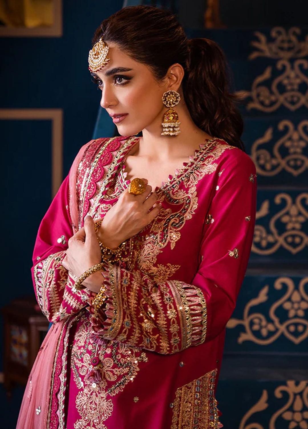 Fasana-e-Ishq By Asim Jofa Embroidered Lawn Suit Unstitched 3 Piece AJ24F AJFI-18 - Luxury Collection