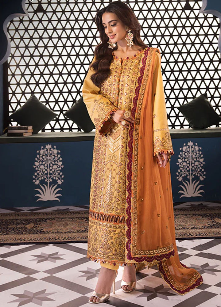Fasana-e-Ishq By Asim Jofa Embroidered Lawn Suit Unstitched 3 Piece AJ24F AJFI-19 - Luxury Collection