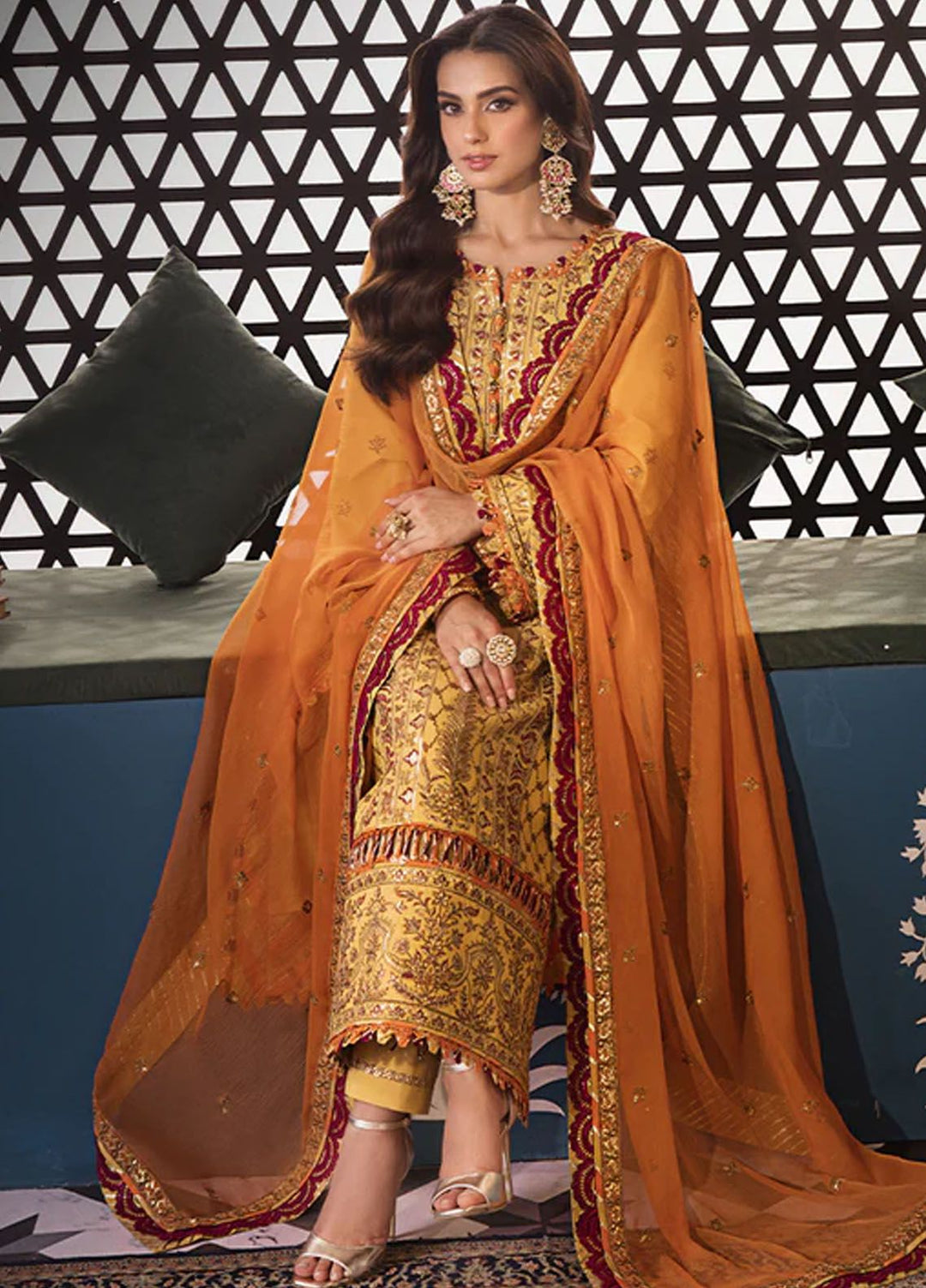 Fasana-e-Ishq By Asim Jofa Embroidered Lawn Suit Unstitched 3 Piece AJ24F AJFI-19 - Luxury Collection