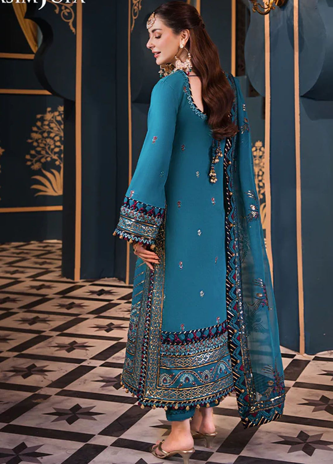 Fasana-e-Ishq By Asim Jofa Embroidered Lawn Suit Unstitched 3 Piece AJ24F AJFI-20 - Luxury Collection