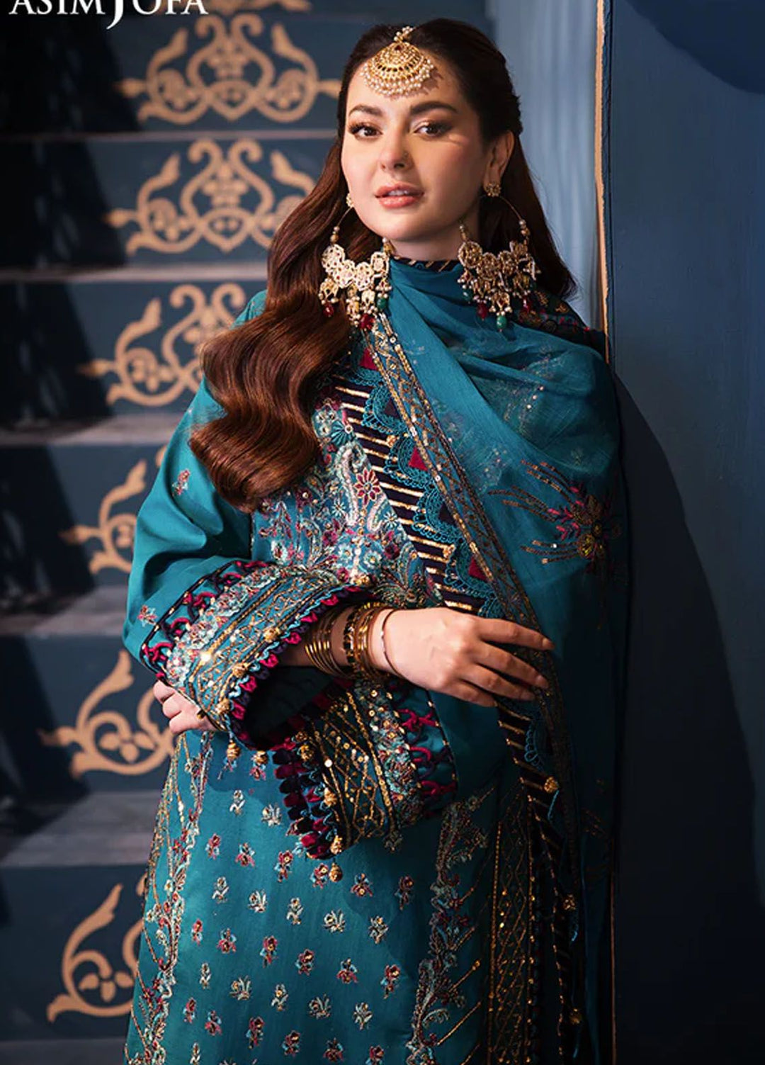 Fasana-e-Ishq By Asim Jofa Embroidered Lawn Suit Unstitched 3 Piece AJ24F AJFI-20 - Luxury Collection