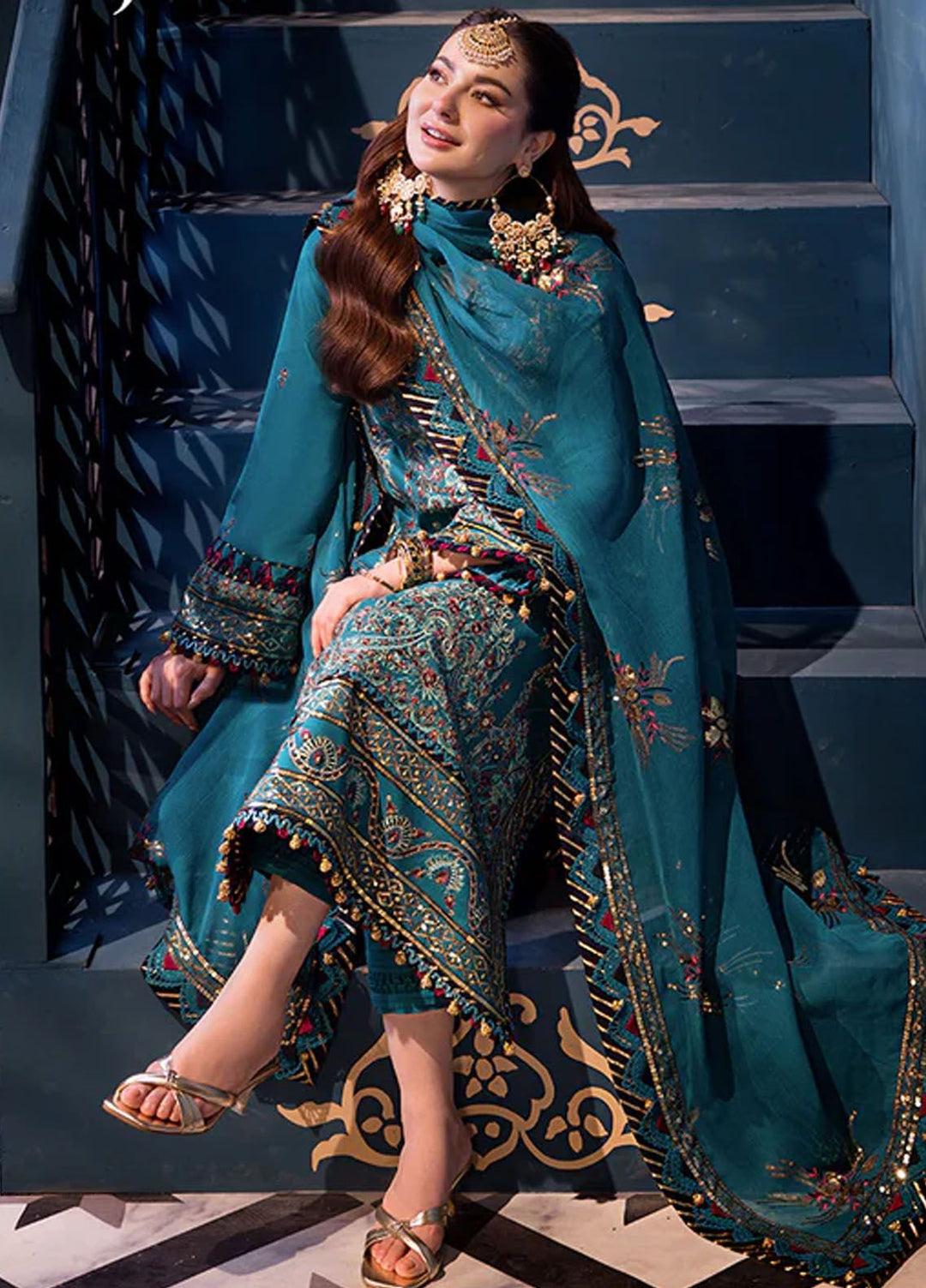 Fasana-e-Ishq By Asim Jofa Embroidered Lawn Suit Unstitched 3 Piece AJ24F AJFI-20 - Luxury Collection