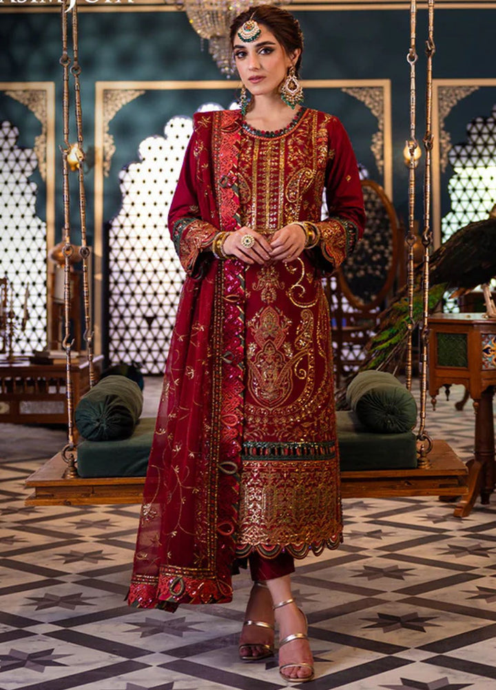 Fasana-e-Ishq By Asim Jofa Embroidered Lawn Suit Unstitched 3 Piece AJ24F AJFI-21 - Luxury Collection