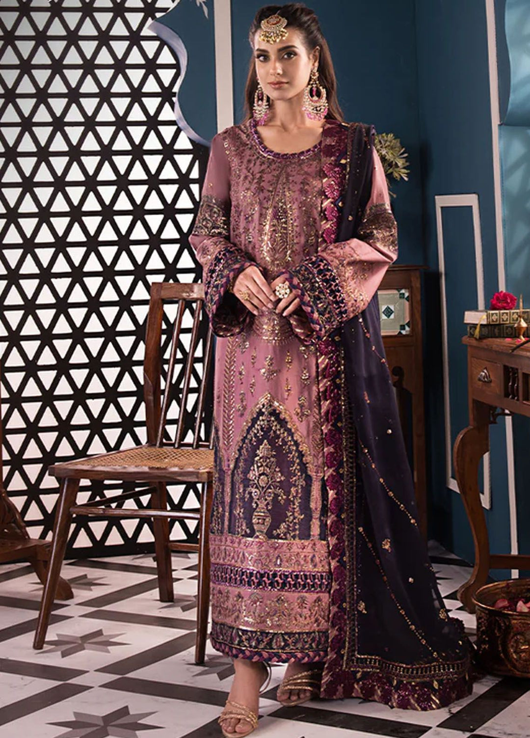 Fasana-e-Ishq By Asim Jofa Embroidered Lawn Suit Unstitched 3 Piece AJ24F AJFI-22 - Luxury Collection