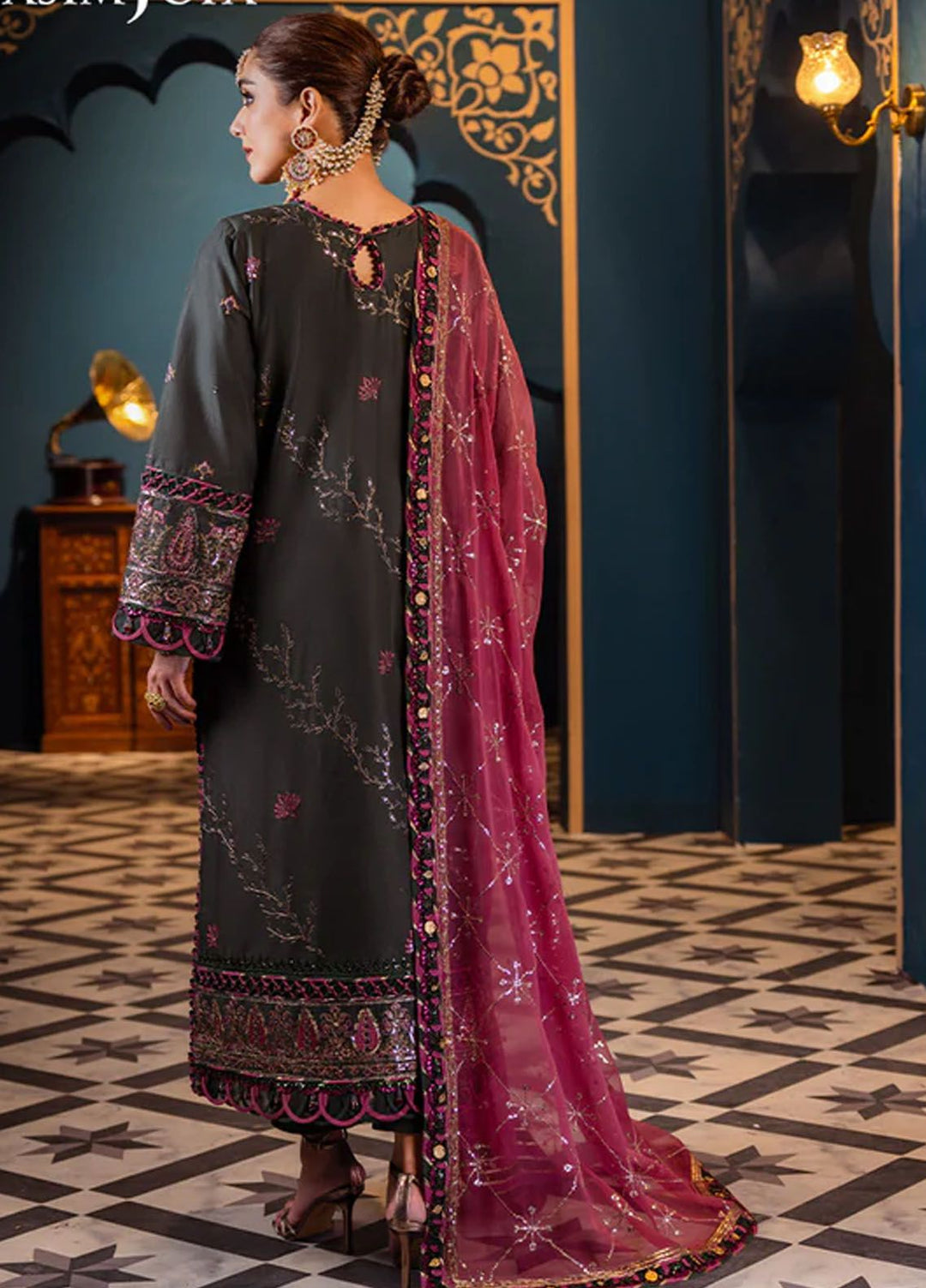 Fasana-e-Ishq By Asim Jofa Embroidered Lawn Suit Unstitched 3 Piece AJ24F AJFI-23 - Luxury Collection