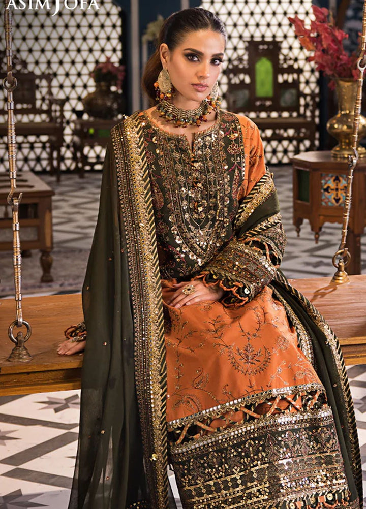Fasana-e-Ishq By Asim Jofa Embroidered Lawn Suit Unstitched 3 Piece AJ24F AJFI-24 - Luxury Collection