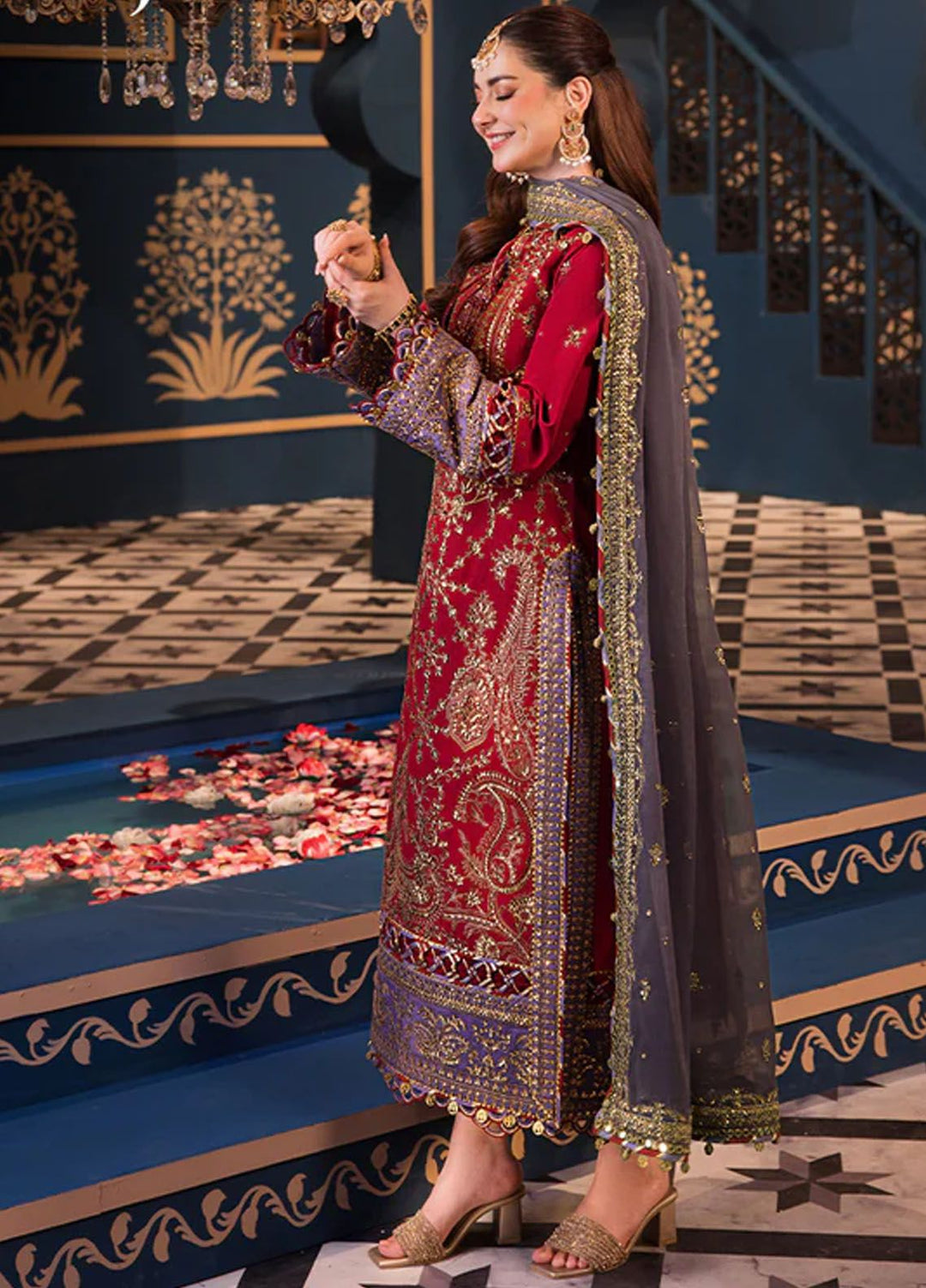 Fasana-e-Ishq By Asim Jofa Embroidered Lawn Suit Unstitched 3 Piece AJ24F AJFI-27 - Luxury Collection