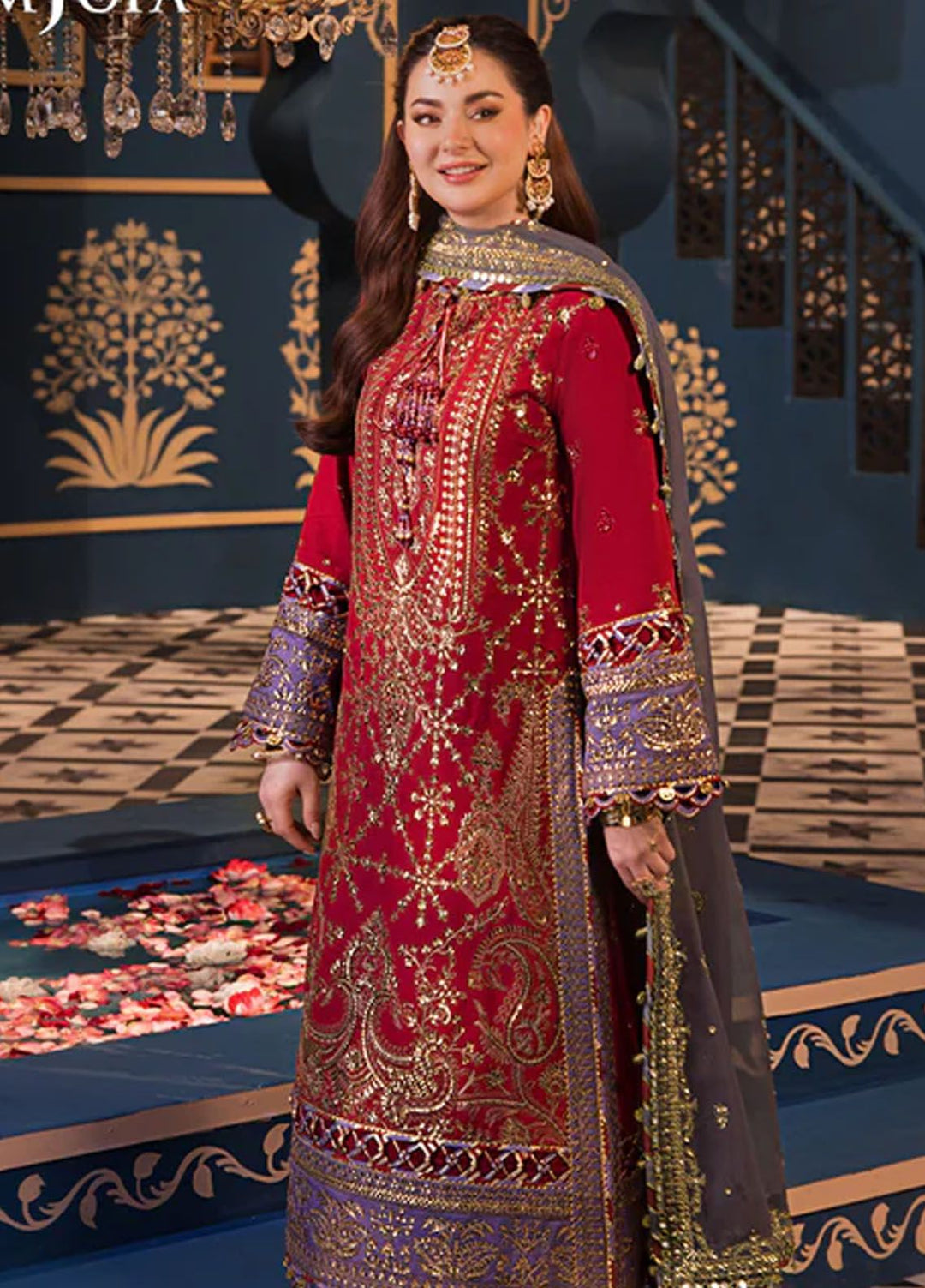 Fasana-e-Ishq By Asim Jofa Embroidered Lawn Suit Unstitched 3 Piece AJ24F AJFI-27 - Luxury Collection