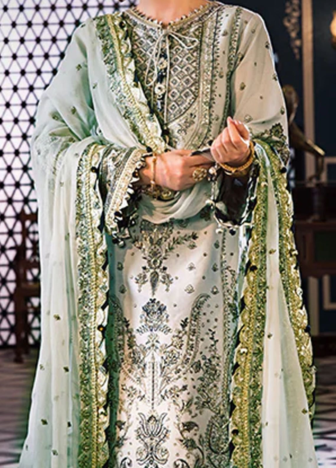 Fasana-e-Ishq By Asim Jofa Embroidered Lawn Suit Unstitched 3 Piece AJ24F AJFI-28 - Luxury Collection