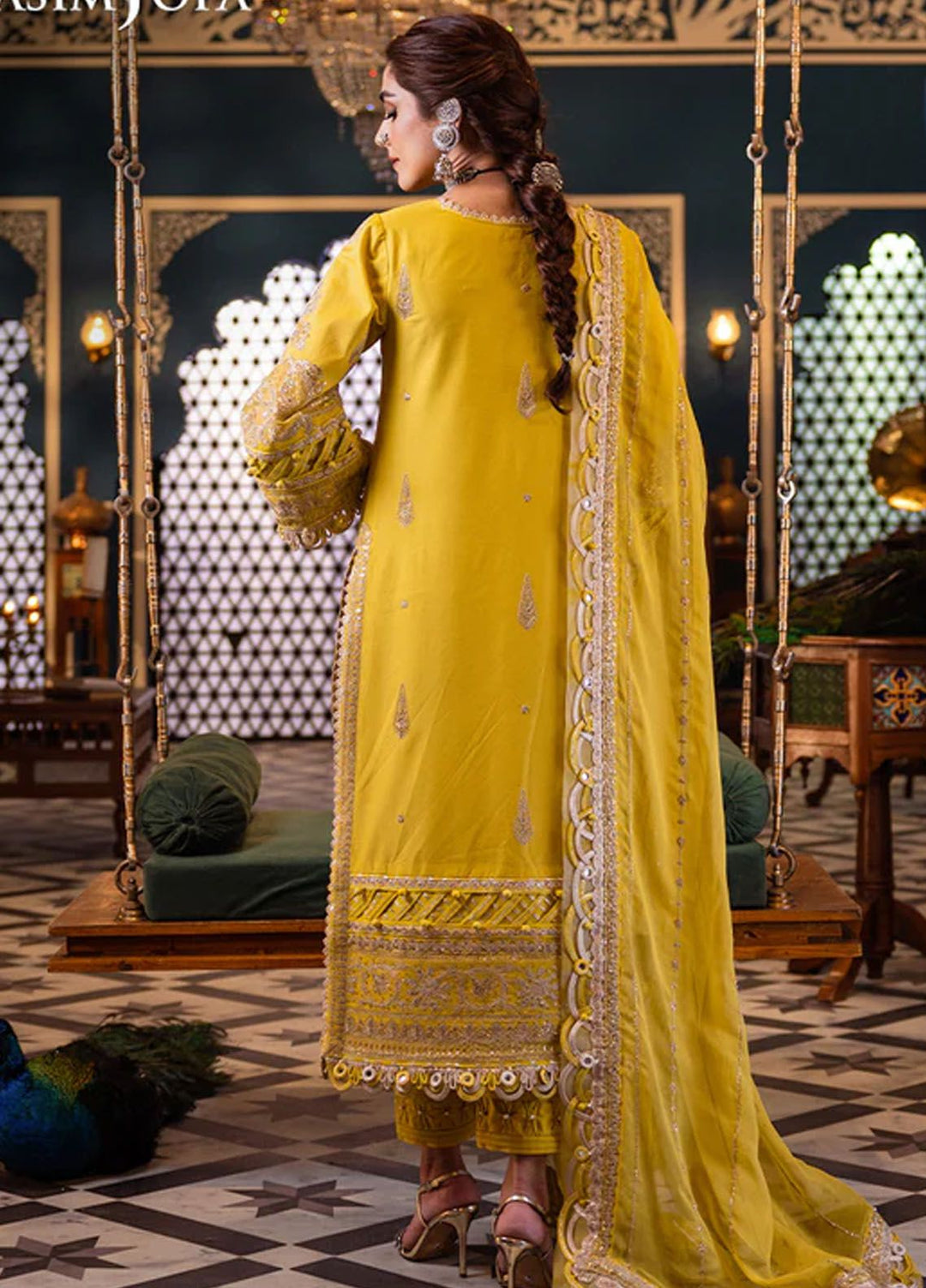 Fasana-e-Ishq By Asim Jofa Embroidered Lawn Suit Unstitched 3 Piece AJ24F AJFI-29 - Luxury Collection