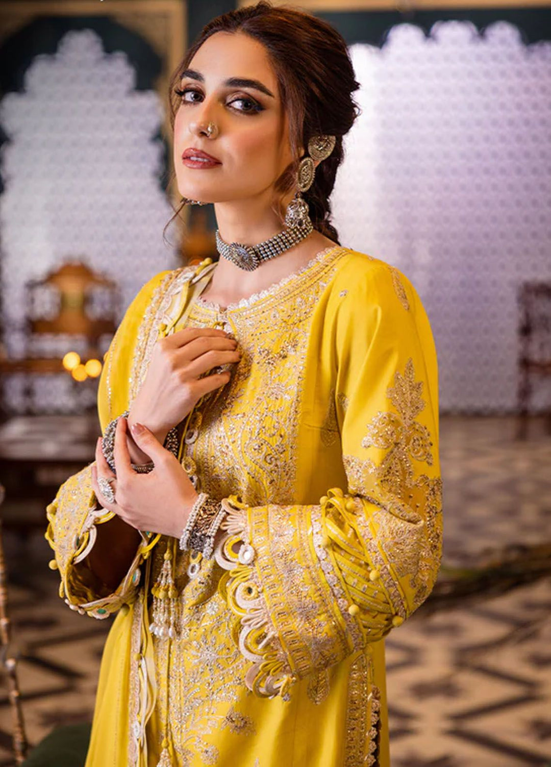 Fasana-e-Ishq By Asim Jofa Embroidered Lawn Suit Unstitched 3 Piece AJ24F AJFI-29 - Luxury Collection