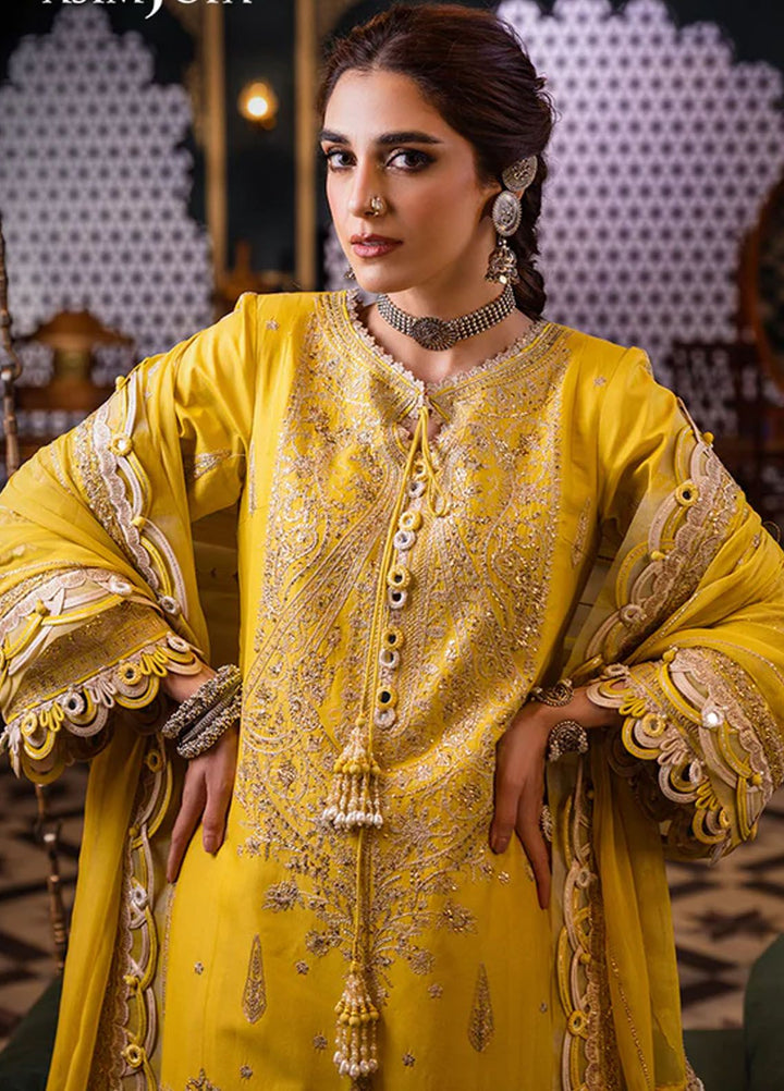 Fasana-e-Ishq By Asim Jofa Embroidered Lawn Suit Unstitched 3 Piece AJ24F AJFI-29 - Luxury Collection