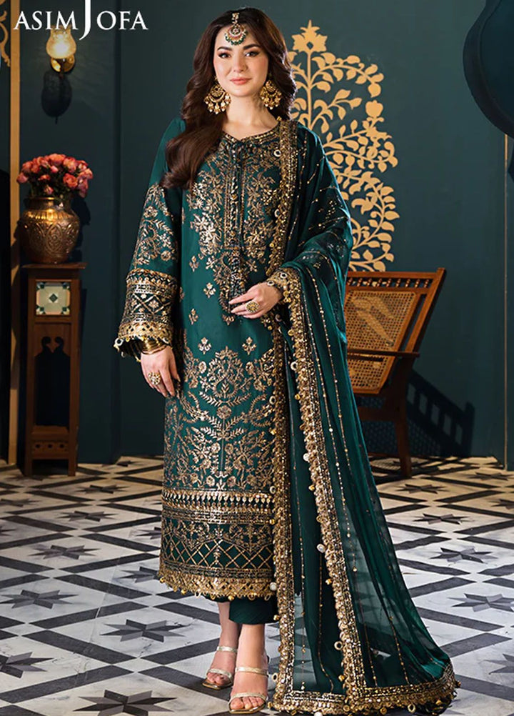 Fasana-e-Ishq By Asim Jofa Embroidered Lawn Suit Unstitched 3 Piece AJ24F AJFI-30 - Luxury Collection