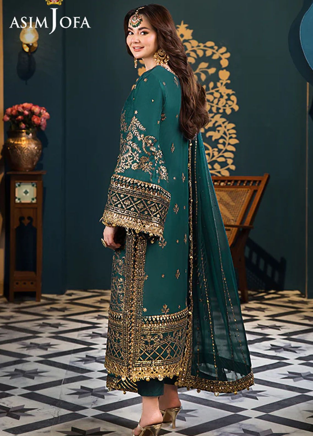 Fasana-e-Ishq By Asim Jofa Embroidered Lawn Suit Unstitched 3 Piece AJ24F AJFI-30 - Luxury Collection