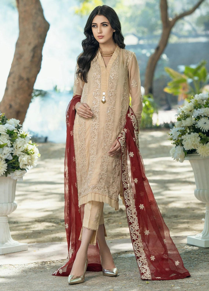Fascino Embroidered Chiffon Suits Unstitched 3 Piece FN21LF Freesia - Luxury Collection