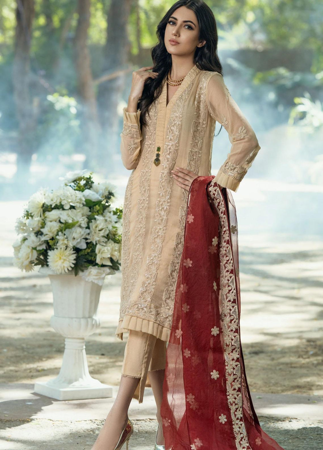 Fascino Embroidered Chiffon Suits Unstitched 3 Piece FN21LF Freesia - Luxury Collection