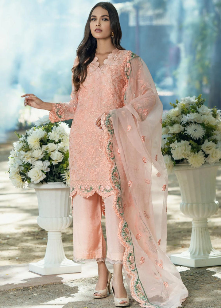 Fascino Embroidered Chiffon Suits Unstitched 3 Piece FN21LF Lotus - Luxury Collection