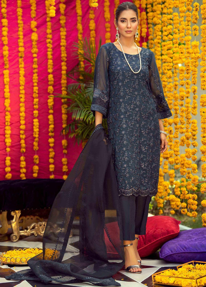 LA FLORA by Fascino Embroidered Chiffon Suits Unstitched 4 Piece FN22-LF4 Dusty Miller - Luxury Collection