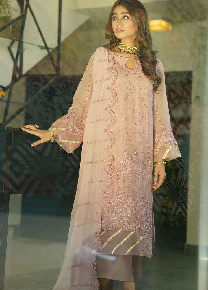 Fascino Pret Embroidered Chiffon 3 Piece Suit Cardinal Red