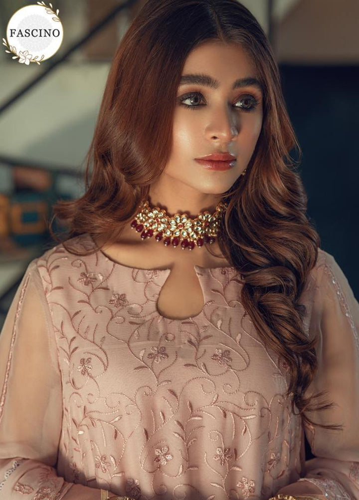 Fascino Pret Embroidered Chiffon 3 Piece Suit Cardinal Red