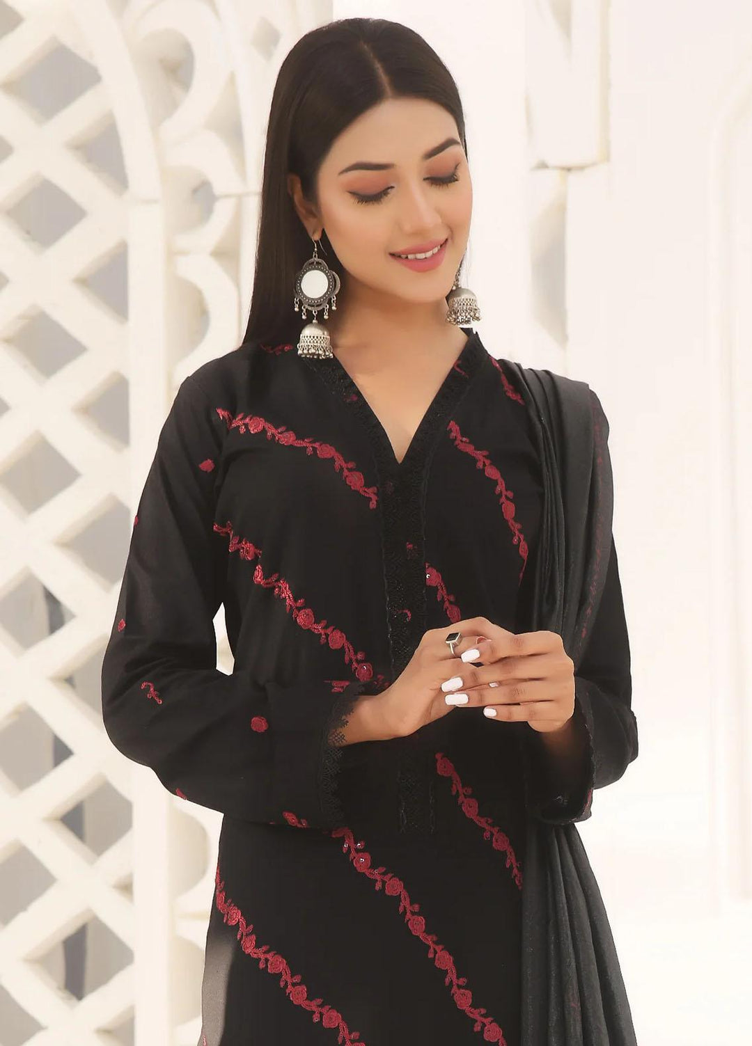 Fascino Pret Embroidered Cotton 3 Piece Suit Magistic Night