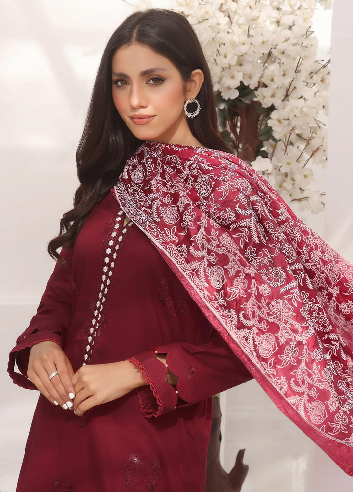 Fascino Pret Embroidered Cotton 3 Piece Suit Rosy Garden