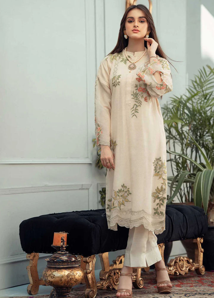 Fascino Pret Embroidered Khadi Net 3 Piece Suit Butterscotch