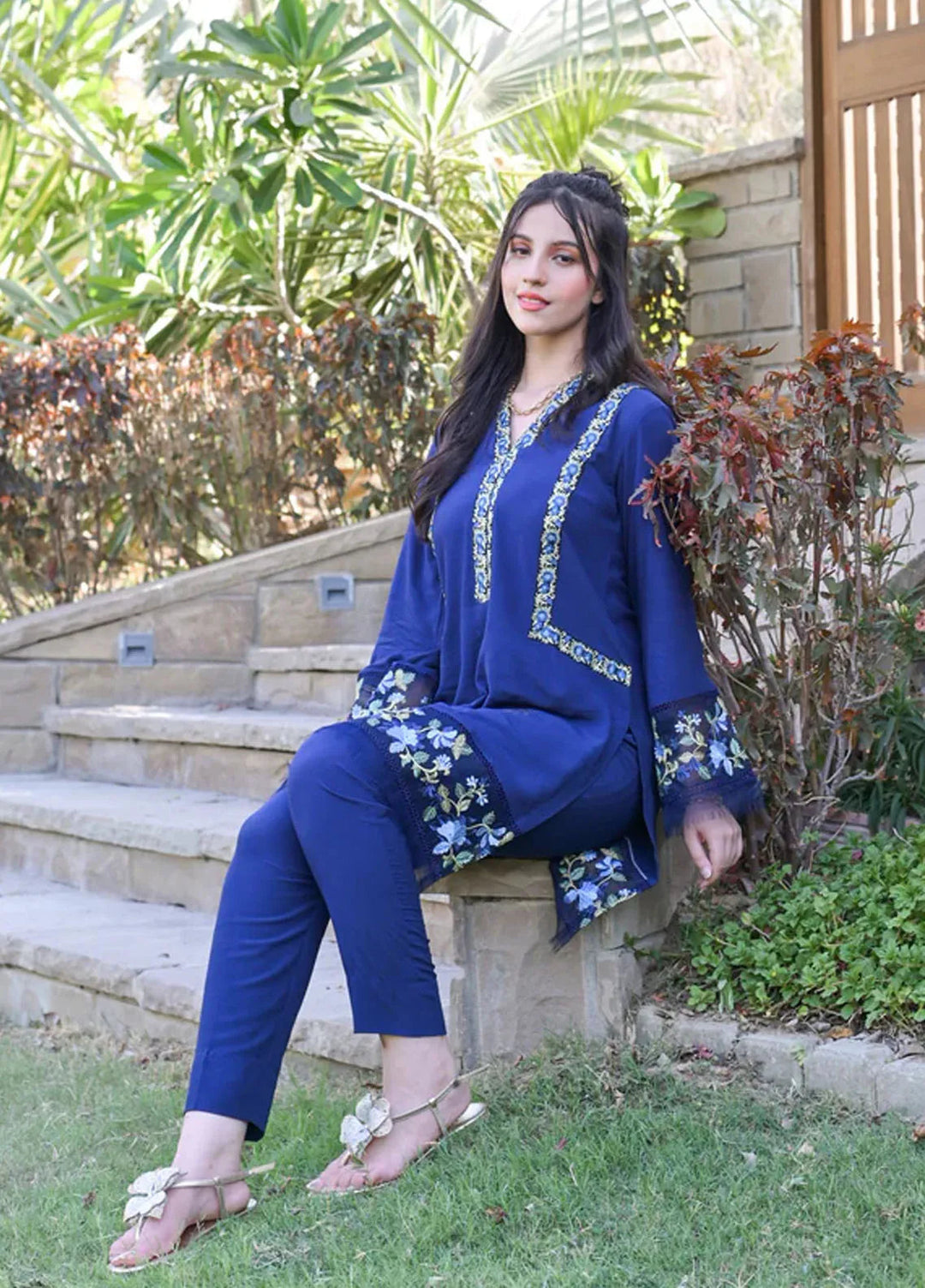 Fascino Pret Embroidered Silk 2 Piece Suit Cosmic