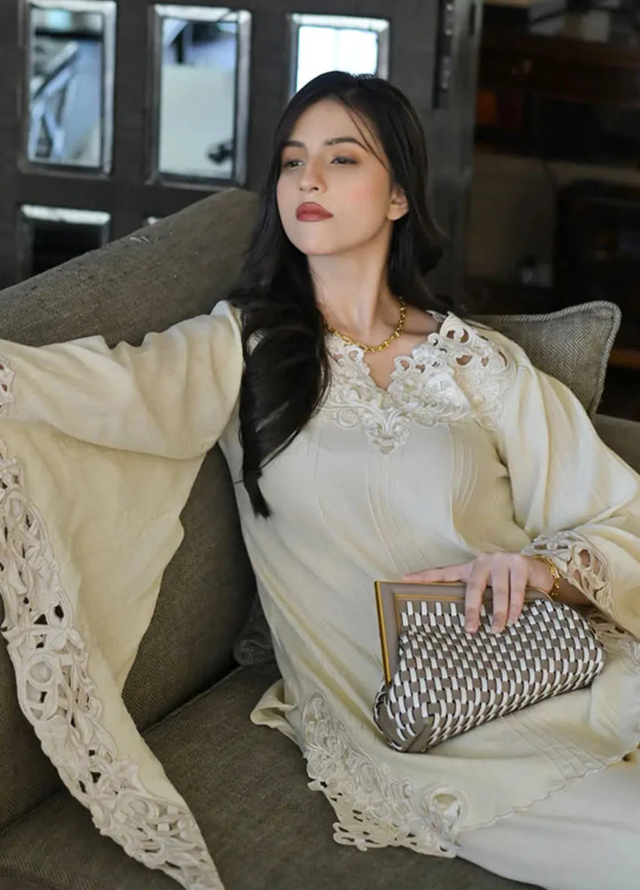 Fascino Pret Embroidered Silk 2 Piece Suit Faded Pearl