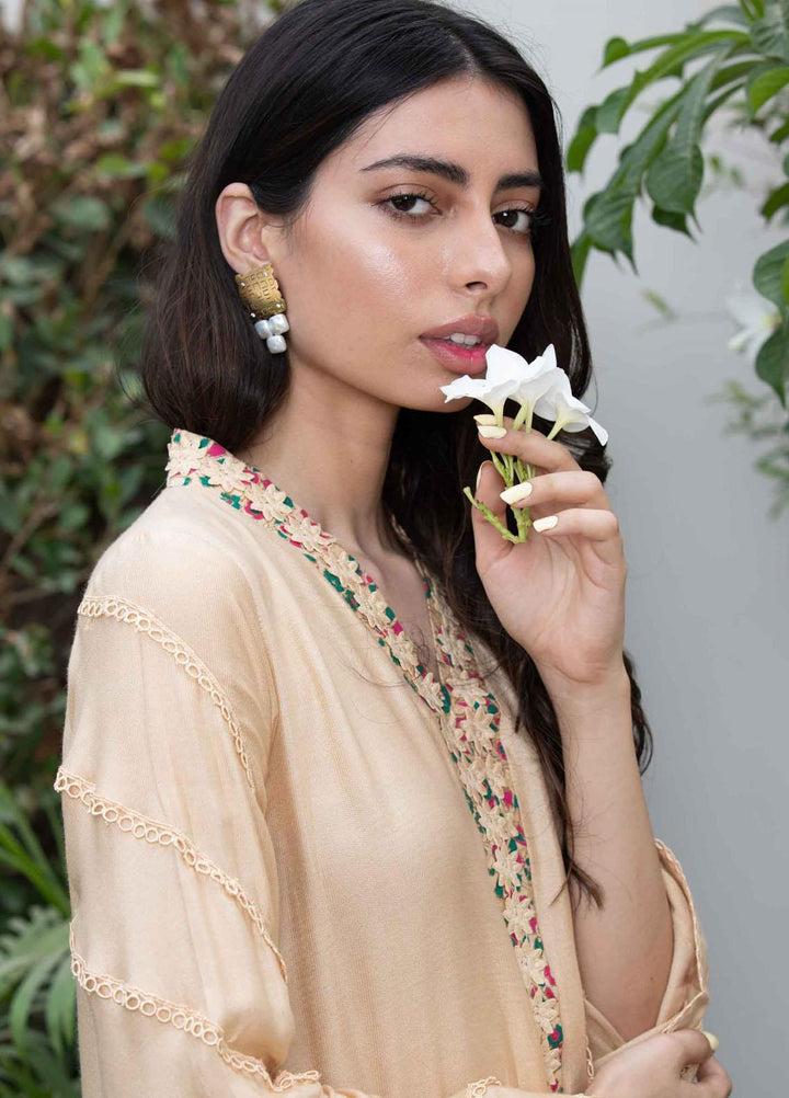 Fascino Luxury Pret  Cotton Net Shirt FN21ES CARAMEL