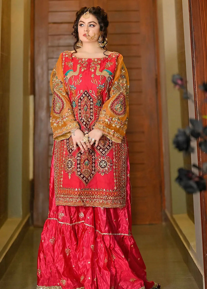 Fashion Corner Pret Embroidered Organza 3 Piece Dress Traditional Nikah Dress Shocking Pink