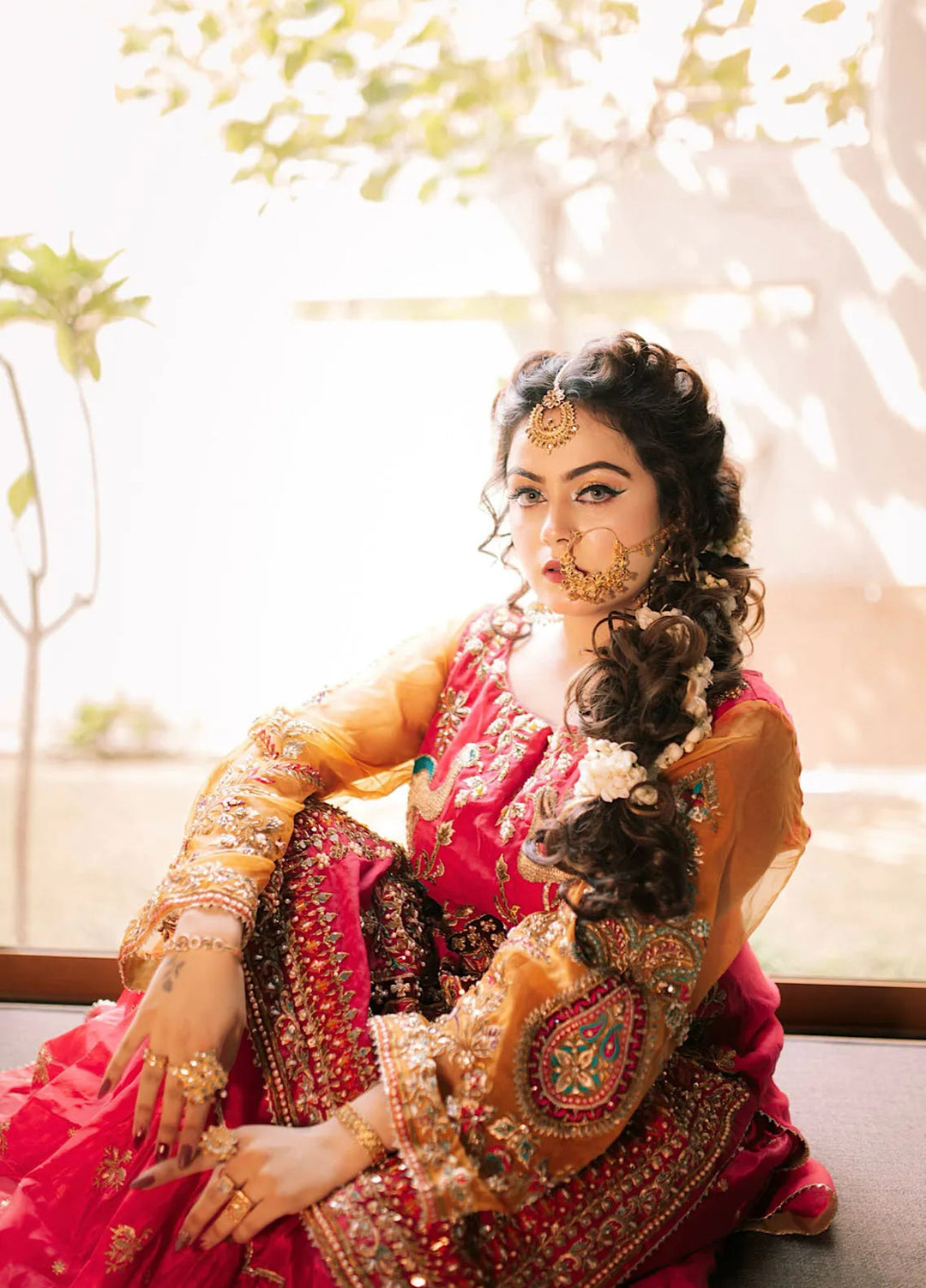 Fashion Corner Pret Embroidered Organza 3 Piece Dress Traditional Nikah Dress Shocking Pink